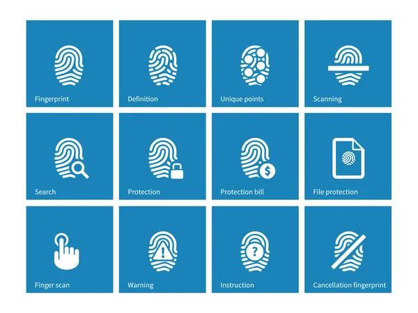 Fingerprint icons on blue background. — Stock Vector