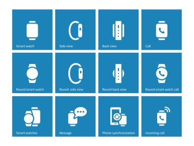 Mavi arka plan Akıllı izleme simgeleri.