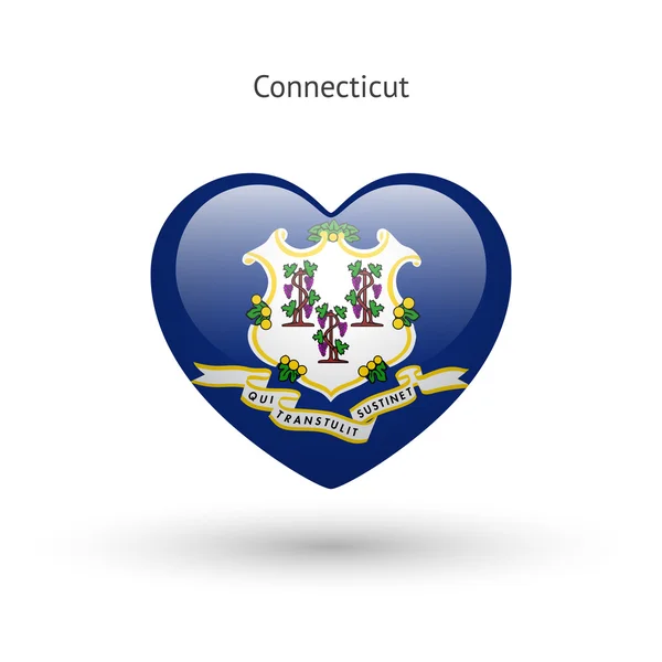 Love Connecticut symbole de l'état. icône drapeau coeur . — Image vectorielle