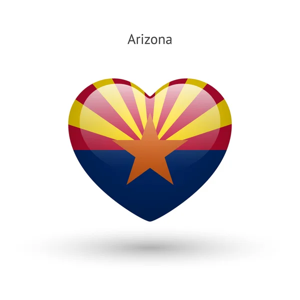 Обожаю символ штата Аризона. Значок сердечного флага . — стоковый вектор