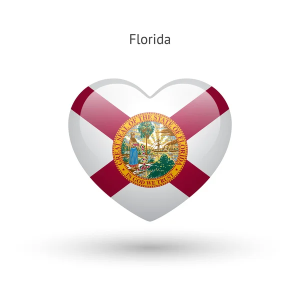 Обожаю символ штата Флорида. Значок сердечного флага . — стоковый вектор