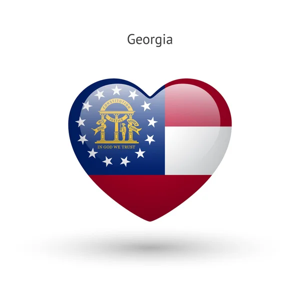 Adoro o símbolo estatal da Geórgia. Ícone da bandeira cardíaca . — Vetor de Stock