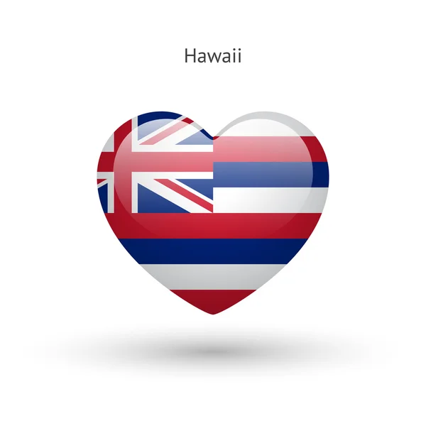 Love Hawaii state symbol. Heart flag icon. — Stock Vector