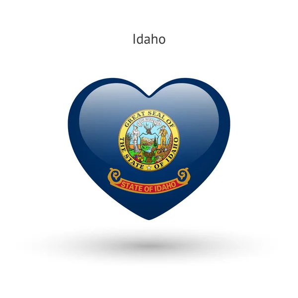 Love Idaho state symbol. Heart flag icon. — Stock Vector