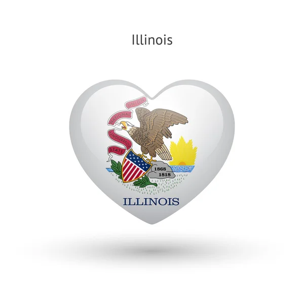 Love Illinois state symbol. Heart flag icon. — Stock Vector