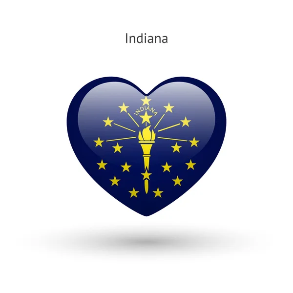 Love Indiana state symbol. Heart flag icon. — Stock Vector