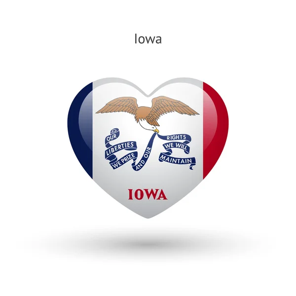 Love Iowa state symbol. Heart flag icon. — Stock Vector