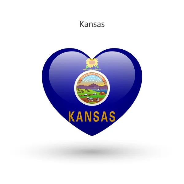 Символ штата Канзас. Значок сердечного флага . — стоковый вектор