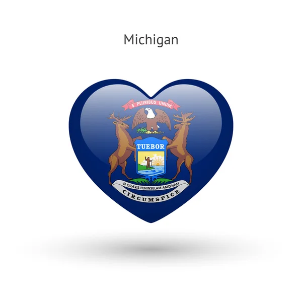 Love Michigan state symbol. Heart flag icon. — Stock Vector