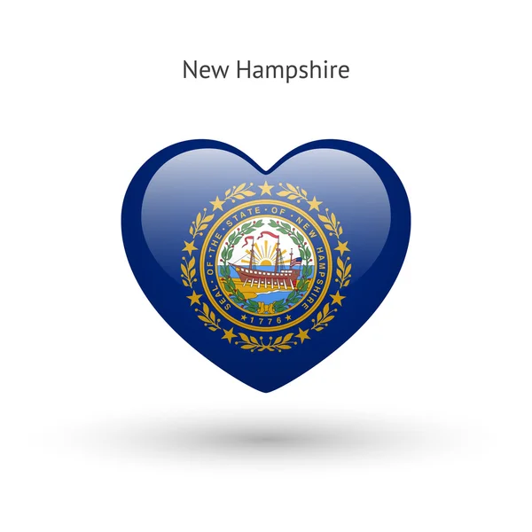 J'adore le symbole du New Hampshire. icône drapeau coeur . — Image vectorielle