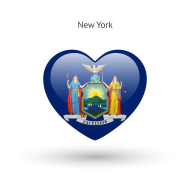 Love New York state symbol. Heart flag icon.