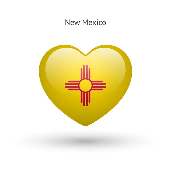 Love New Mexico state symbol. Heart flag icon. — Stockvector