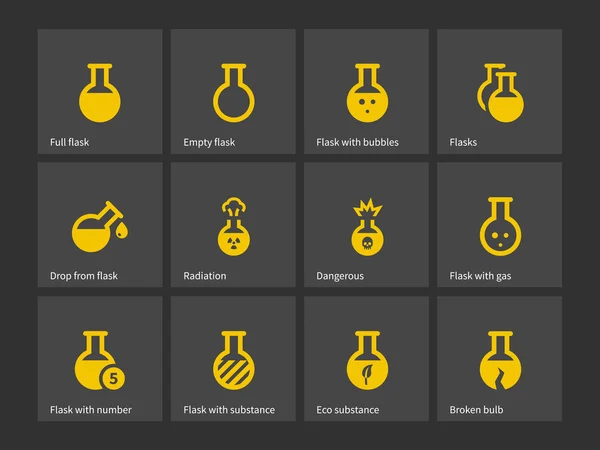 Iconos de matraz de laboratorio . — Vector de stock