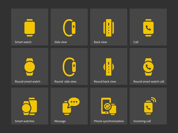 Умные часы с иконками телефонов . — стоковый вектор