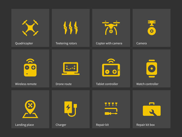 Delivery quadcopter drone icons.