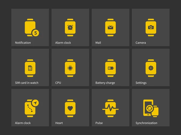 Samling av smart Watch-klocka väckarklocka inställningar ikoner. — Stock vektor