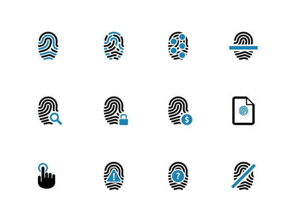 Iconos duotónicos de huellas dactilares de seguridad . — Archivo Imágenes Vectoriales