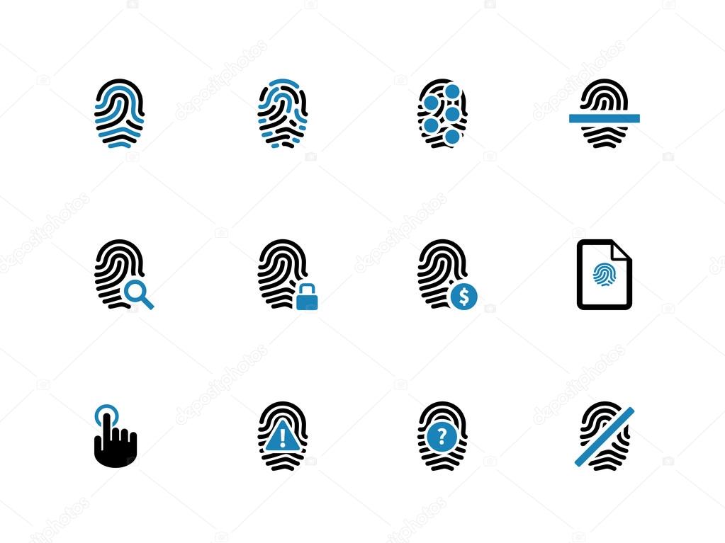 Security fingerprint duotone icons.