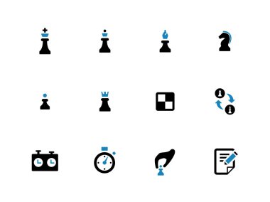 Satranç çift ton simgeler beyaz arka plan üzerinde.