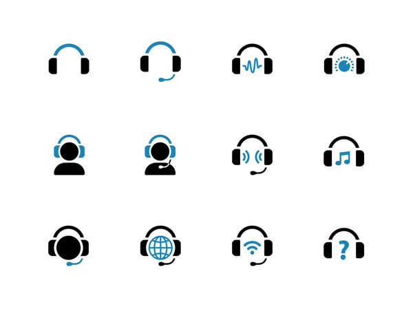 Kopfhörer-Duotone-Symbole auf weißem Hintergrund. — Stockvektor