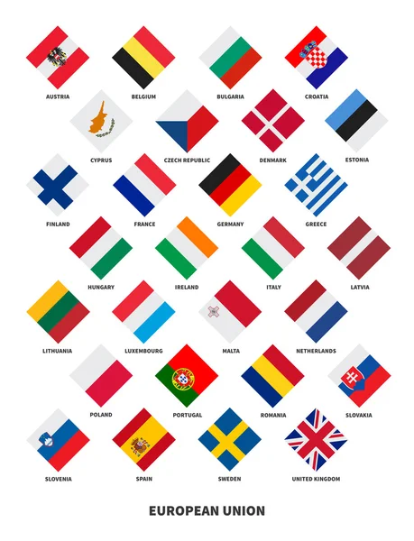 Lidstaat van de Europese Unie vlaggen Rhombus formulier — Stockvector