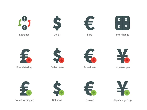 Měny Exchange barevné ikony na bílém pozadí. — Stockový vektor