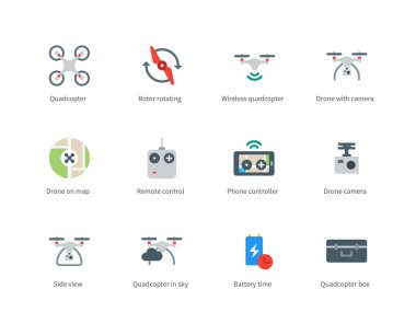 Drone with Camera color icons on white background. clipart