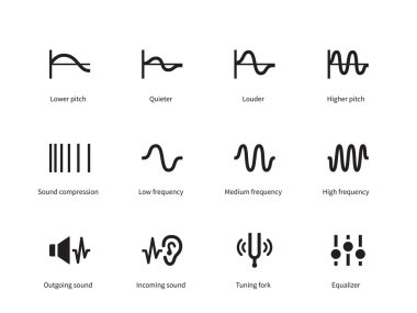 Sound waves icons on white background. clipart
