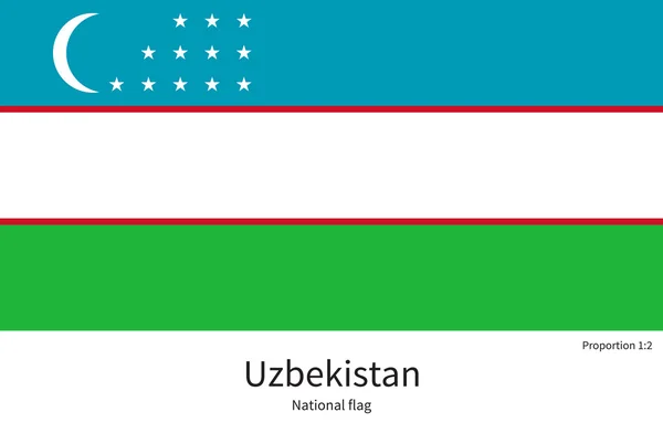 Bandiera nazionale dell'Uzbekistan con proporzioni corrette, elemento, colori per — Vettoriale Stock