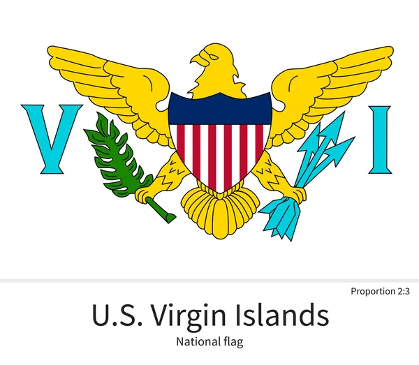 Bandera nacional de Islas Vírgenes de los Estados Unidos con proporciones correctas, elemento, colores — Vector de stock