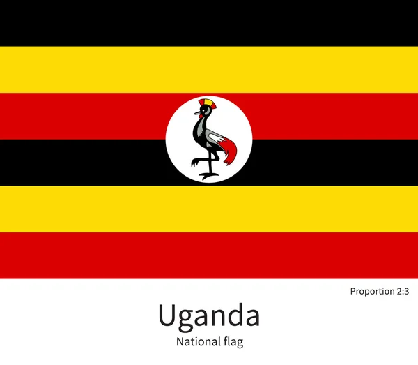 Nationalflagge Ugandas mit korrekten Proportionen, Element, Farben — Stockvektor