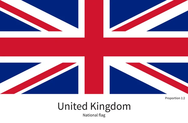 National flag of United Kingdom with correct proportions, element, colors — Stock Vector