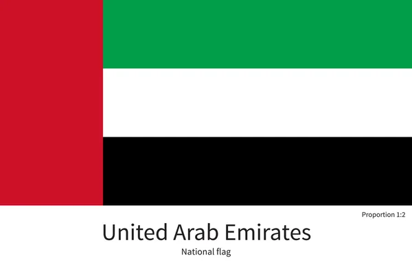 National flag of United Arab Emirates with correct proportions, element, colors — Stock Vector
