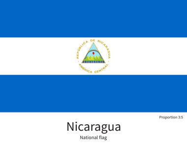 National flag of Nicaragua with correct proportions, element, colors