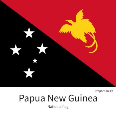 National flag of Papua New Guinea with correct proportions, element, colors