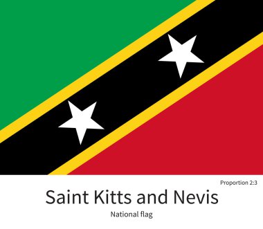 National flag of Saint Kitts and Nevis with correct proportions, element, colors