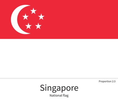 National flag of Singapore with correct proportions, element, colors
