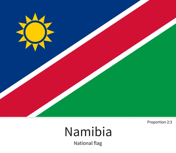 Bandera nacional de Namibia con proporciones correctas, elemento, colores — Vector de stock