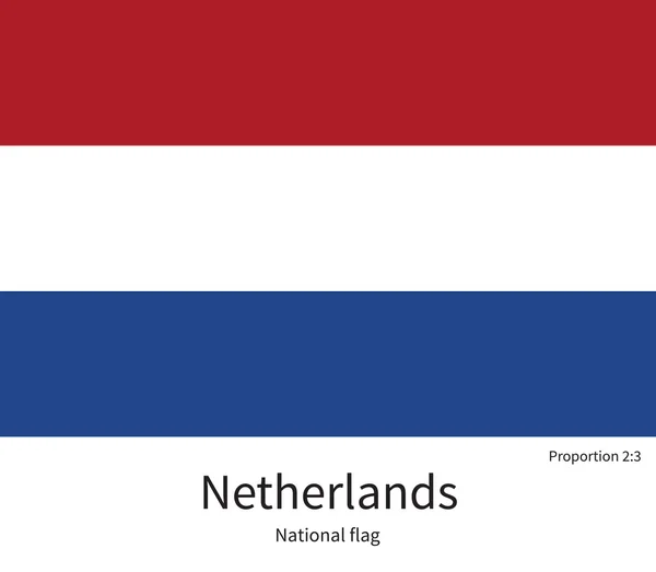 National flag of Netherlands with correct proportions, element, colors — 스톡 벡터