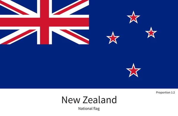 National flag of New Zealand with correct proportions, element, colors — 图库矢量图片