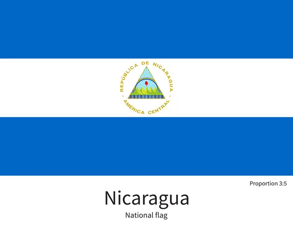 National flag of Nicaragua with correct proportions, element, colors — Stok Vektör