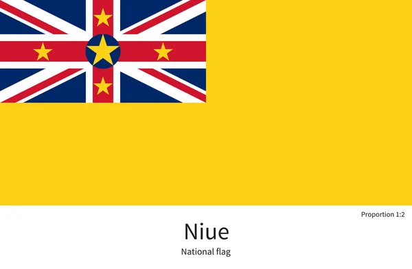 National flag of Niue with correct proportions, element, colors — Stock Vector