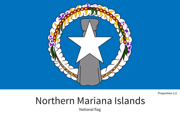 National flag of Northern Mariana Islands with correct proportions, element, colors — Stock Vector