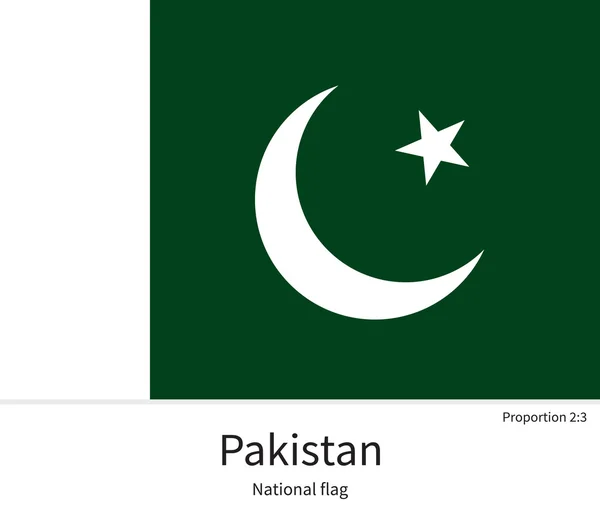 National flag of Pakistan with correct proportions, element, colors — Stock Vector