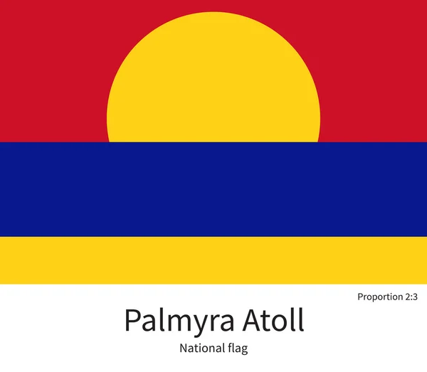 National flag of Palmyra Atoll with correct proportions, element, colors — Stock Vector