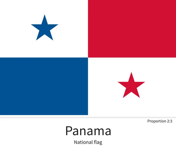 Bandera Nacional de Panamá con proporciones correctas, elemento, colores — Vector de stock