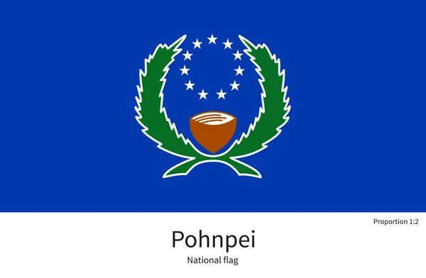 National flag of Pohnpei with correct proportions, element, colors — Stockvector