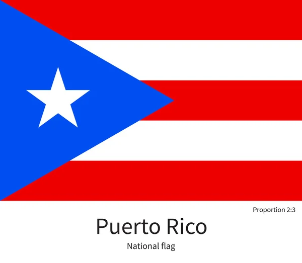 National flag of Puerto Rico with correct proportions, element, colors — Stock Vector