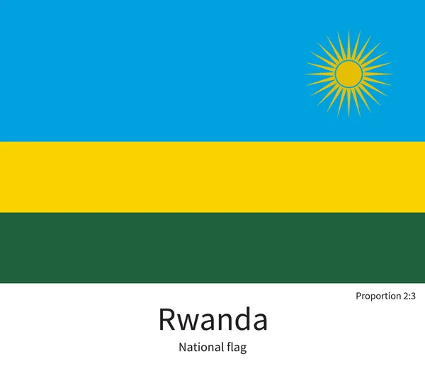 National flag of Rwanda with correct proportions, element, colors — Stok Vektör