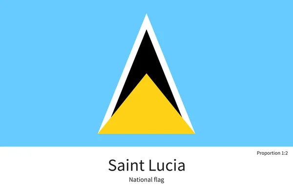 National flag of Saint Lucia with correct proportions, element, colors — Stock Vector